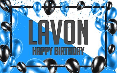 Buon compleanno Lavon, Sfondo di palloncini di compleanno, Lavon, sfondi con nomi, Sfondo di compleanno palloncini blu, Compleanno di Lavon
