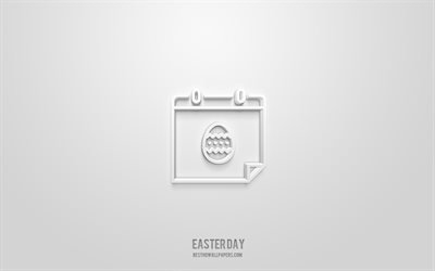 Easter day 3d icon, white background, 3d symbols, Easter day, Easter icons, 3d icons, Easter day sign, Easter 3d icons