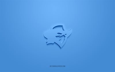 دالاس المتمردون, شعار 3D الإبداعية, الخلفية الزرقاء, XFL, 3d شعار, كرة القدم الأمريكية, USA, فن ثلاثي الأبعاد, شعار دالاس المتمردون ثلاثي الأبعاد