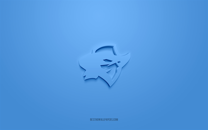 Dallas Renegades, yaratıcı 3D logo, mavi arka plan, XFL, 3d amblem, Amerikan Futbol Kul&#252;b&#252;, ABD, 3d sanat, Amerikan Futbolu, Dallas Renegades 3d logo