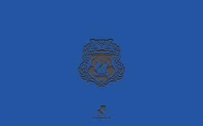 Thespakusatsu Gunma, blue background, Japanese football team, Avispa Fukuoka emblem, J2 League, Japan, football, Thespakusatsu Gunma logo
