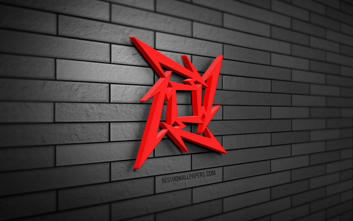 Metallica 3D logo, 4K, gray brickwall, creative, music stars, Metallica logo, american bands, 3D art, Metallica