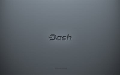 Dash logo, gray creative background, Dash sign, gray paper texture, Dash, gray background, Dash 3d sign