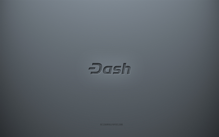Dash logo, gray creative background, Dash sign, gray paper texture, Dash, gray background, Dash 3d sign