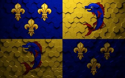 Flag of Dauphine, honeycomb art, Dauphine hexagons flag, Dauphine 3d hexagons art, Dauphine flag