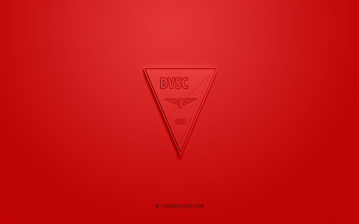 Debreceni VSC, creative 3D logo, red background, NB I, 3d emblem, Hungarian football club, Hungary, 3d art, football, Debreceni VSC 3d logo