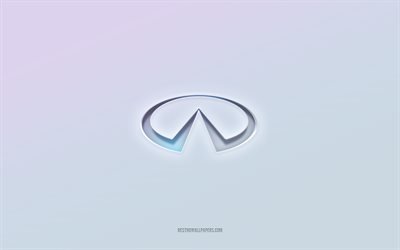 Infiniti-logo, leikattu 3d-teksti, valkoinen tausta, Infiniti 3d-logo, Infiniti-tunnus, Infiniti, kohokuvioitu logo, Infiniti 3d-tunnus