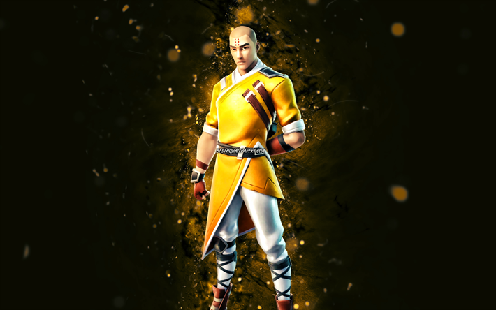 Yellow Gan, 4k, jaune n&#233;ons, Fortnite Battle Royale, Fortnite personnages, Yellow Gan Skin, Fortnite, Yellow Gan Fortnite