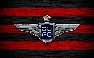 Bangkok United FC, 4k, Thai League 1, soccer, football club, Thailand, Bangkok United, logo, wooden texture, FC Bangkok United