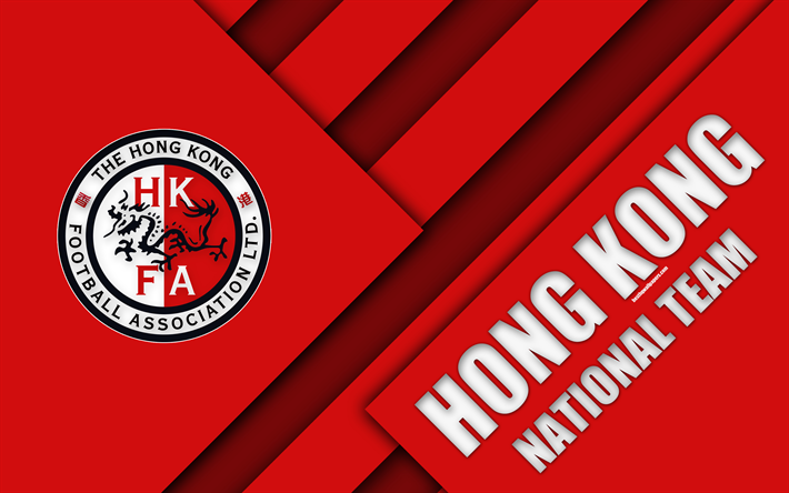 هونغ كونغ المنتخب الوطني لكرة القدم, 4k, شعار, تصميم المواد, بورجوندي الأحمر التجريد, هونغ كونغ, كرة القدم, معطف من الأسلحة