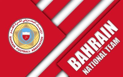 Bahrain football national team, 4k, emblem, Asia, material design, violet white abstraction, Bahrain Football Association, logo, Bahrain, football, coat of arms