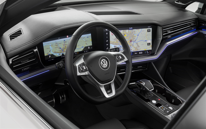 Download wallpapers 4k, Volkswagen Touareg, interior, 2019 cars ...