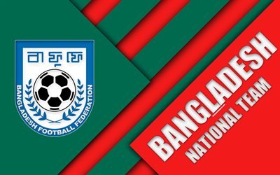 Bangladesh futebol da equipe nacional, 4k, emblema, &#193;sia, design de material, verde vermelho abstra&#231;&#227;o, Bangladesh Federa&#231;&#227;o De Futebol, logo, Bangladesh, futebol, bras&#227;o de armas
