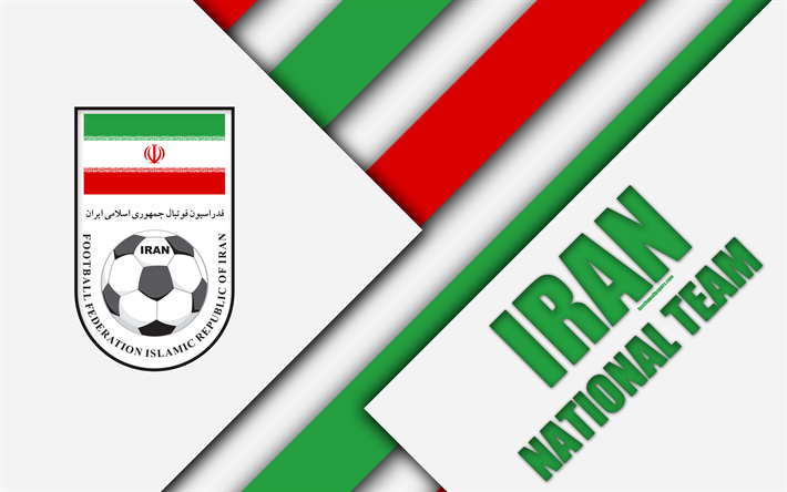 Ir&#225;n del equipo nacional de f&#250;tbol, 4k, emblema, Asia, el dise&#241;o de materiales, blanco verde rojo abstracci&#243;n, la Federaci&#243;n de F&#250;tbol de Ir&#225;n, el logotipo, el Ir&#225;n, el f&#250;tbol, el escudo de armas