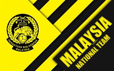 Malesia di calcio, squadra nazionale, 4k, emblema, Asia, material design, bianco giallo nero astrazione, Associazione Calcio della Malesia, FAM, logo, Malesia, calcio, stemma