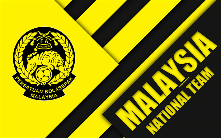 malaysia fu&#223;ball-nationalmannschaft, 4k, emblem, asien, material-design, wei&#223;-gelb schwarz abstraktion, football association of malaysia, fam, logo, malaysia, fu&#223;ball, wappen