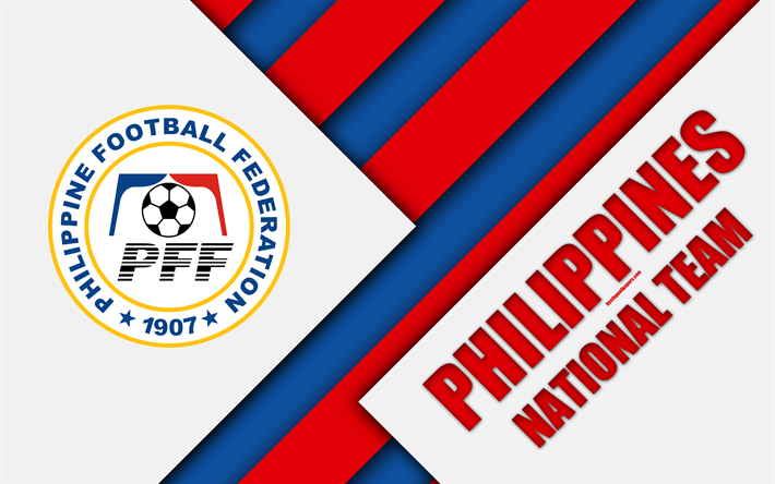 Silah Filipinler Milli Futbol Takımı, 4k, amblem, Asya, malzeme tasarım, beyaz, mavi soyutlama, Filipin Futbol Federasyonu, PFF, logo, Filipinler, futbol, ceket
