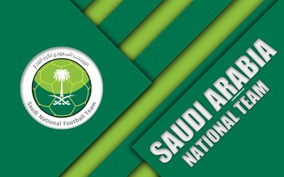 Arabia Saudita squadra nazionale di calcio, 4k, emblema, l&#39;Asia, il design dei materiali, verde astrazione, logo, Arabia Saudita, calcio, stemma