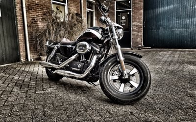 Harley-Davidson XL1200C, 4k, custom bikes, HDR, superbikes, Harley-Davidson