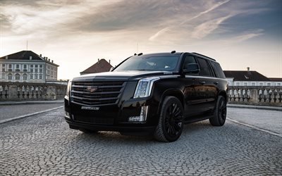 Cadillac Escalade Negro Edition, 4k, 2018 coches, GeigerCars, la optimizaci&#243;n, el Cadillac Escalade, SUVs, Cadillac, Escalade negro