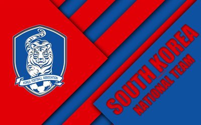 South Korea football national team, 4k, emblem, Asia, material design, red blue abstraction, Korea Football Association, logo, South Korea, football, coat of arms