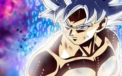 4k, Goku Ultra Instinct Dominado, Migatte pas Gokui), des personnages de dessins anim&#233;s, de mangas Japonais, art, portrait