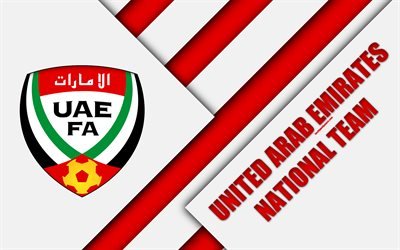 United Arab Emirates football national team, 4k, emblem, Asia, material design, white red abstraction, UAE Football Association, logo, United Arab Emirates, football, coat of arms, UAE