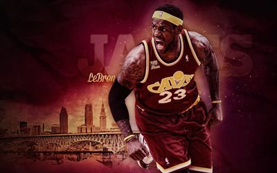 LeBron James, fan art, koripallo t&#228;hte&#228;, CAVS, NBA, luova, koripallo, Cleveland Cavaliers
