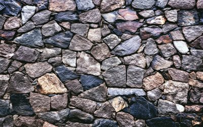 mur de pierre, 4k, de pierre, de textures, de macro, mur de pierres, mur en pierre grise de fond