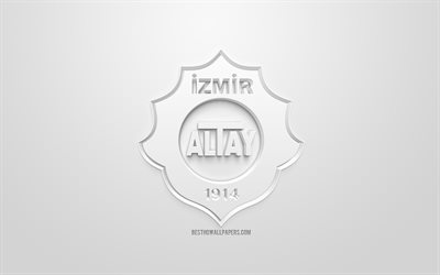 Altay SK, creative 3D logo, white background, 3d emblem, Turkish Football club, 1 Lig, Izmir, Turkey, TFF First League, 3d art, football, 3d logo