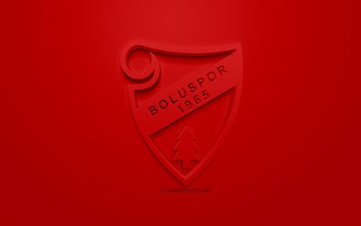 Boluspor, yaratıcı 3D logo, kırmızı bir arka plan, 3d amblemi, T&#252;rk Futbol Kul&#252;b&#252;, 1 Lig, Bolu, T&#252;rkiye, MBT Birinci Lig, 3d sanat, futbol, 3d logo
