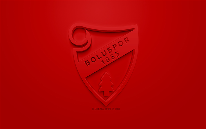 Boluspor, cr&#233;atrice du logo 3D, fond rouge, 3d embl&#232;me, club de Football turc, 1 Lig, Bolu, Turquie, FFT Premier League, art 3d, le football, le logo 3d