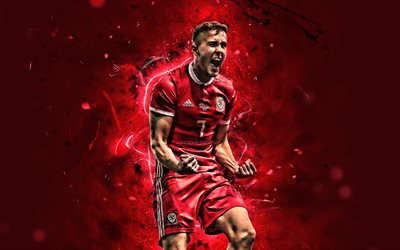 Will Vaulks, goal, Wales National Team, abstract art, soccer, Vaulks, footballers, neon lights, Welsh football team