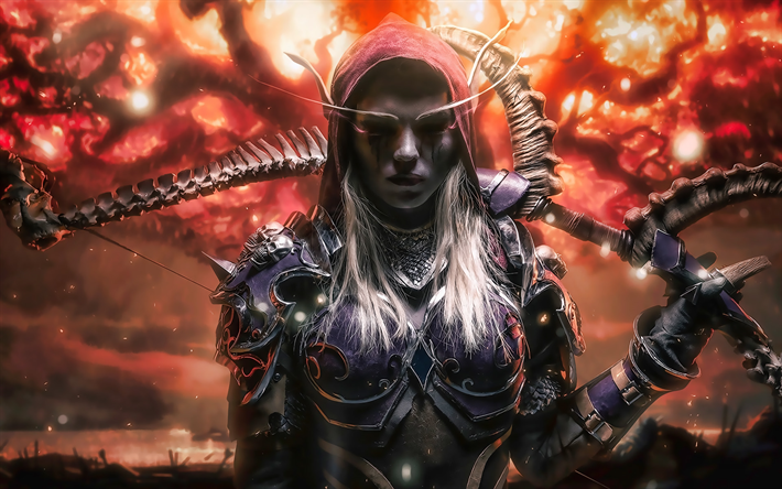 Sylvanas Windrunner, 2019 oyunları, World of Warcraft, savaş&#231;ı, sanat, Elf, WoW