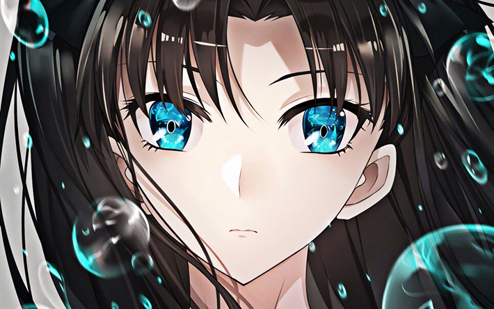 Rin Tohsaka, girl with blue eyes, Fate Stay Night, TYPE-MOON, Tohsaka Rin, manga, Fate Series