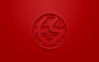 eskisehirspor, kreative 3d-logo, roter hintergrund, 3d-emblem, t&#252;rkische fu&#223;ball-club, 1 lig, eskisehir, t&#252;rkei, tff erste liga, 3d-kunst, fu&#223;ball, 3d-logo