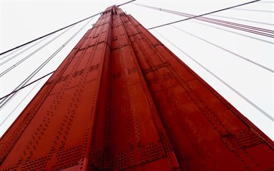 Il Golden Gate Bridge, rosso, costruzione in metallo, San Francisco, California, USA