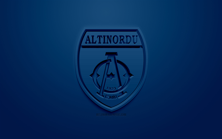 Altinordu FK, creative 3D logo, blue background, 3d emblem, Turkish Football club, 1 Lig, Izmir, Turkey, TFF First League, 3d art, football, 3d logo
