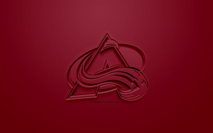 Colorado Avalanche, American hockey club, creative 3D logo, burgundy background, 3d emblem, NHL, Denver, Colorado, USA, National Hockey League, 3d art, hockey, 3d logo