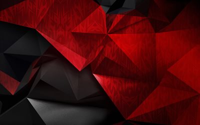 noir rouge polygone de fond, rouge noir low poly fond, rouge noir abstraction, cr&#233;ative, d&#233;cors g&#233;om&#233;triques