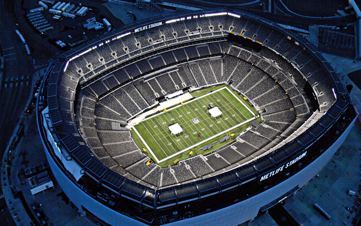 MetLife Stadium, american football stadium, evening, aerial view, NFL Stadiums, East Rutherford, New Jersey, USA, New York Giants Stadium, New York Jets Stadium, National Football League
