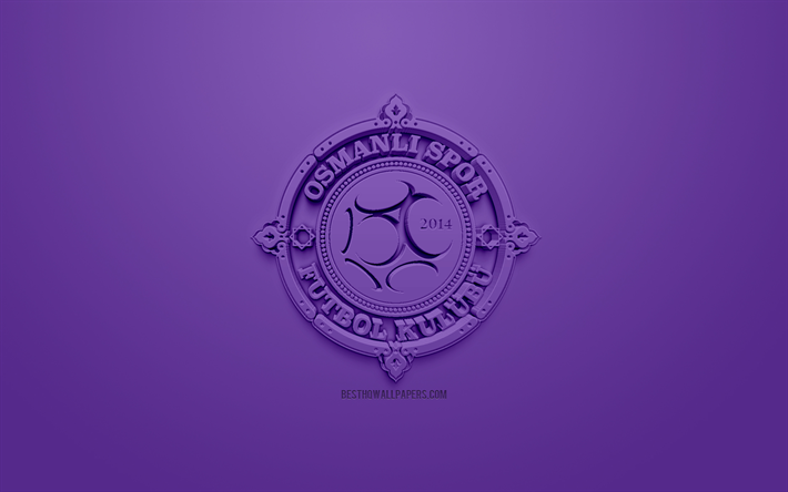 Osmanlispor, الإبداعية شعار 3D, خلفية الأرجواني, 3d شعار, التركي لكرة القدم, 1 الدوري, أنقرة, تركيا, بمؤسسة tff الدوري الأول, الفن 3d, كرة القدم, شعار 3d
