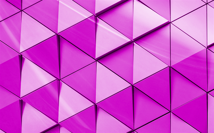 lila 3d-bakgrund, trianglar 3d-textur, kreativa lila bakgrund, geometriska bakgrund