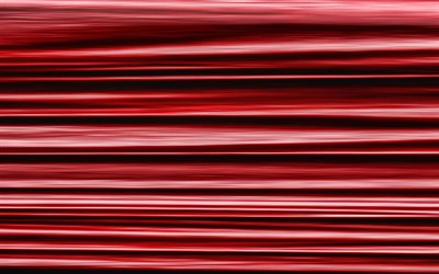 red linear texture, 4k, 3D textures, bends, red stripes, linear textures, red background, artwork