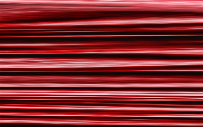 rote lineare textur -, 4k -, 3d-texturen, kurven, rote streifen, linear, texturen, rotem hintergrund, grafik