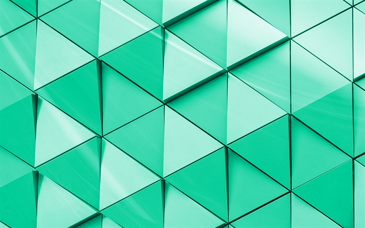 green 3d texture, texture with triangles, geometric 3d background, art, creative green background