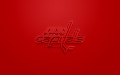Washington Capitals, American hockey club, kreativa 3D-logotyp, r&#246;d bakgrund, 3d-emblem, NHL, Washington, USA, National Hockey League, 3d-konst, hockey, 3d-logotyp