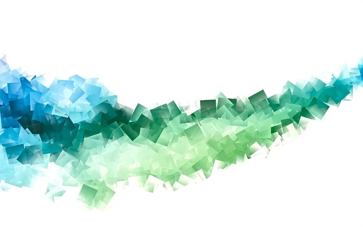 azul-verde, abstracto, antecedentes, ola, creativo azul-verde de fondo, las olas de fondo, mosaico de humo de fondo