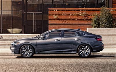 Honda Insight, 2021, vista lateral, exterior, limousine cinzento, novo tom de cinza Vis&#227;o, carros japoneses, Honda