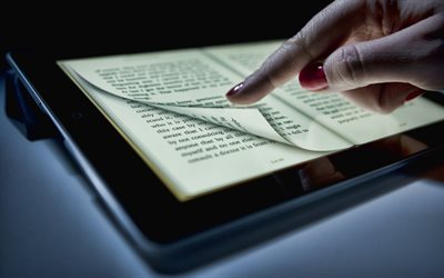 e-book, Tablet, PC, libri elettronici, touchpad, la moderna tecnologia di lettura di libri